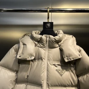 Replica Prada Down Jacket Beige Hooded Style Reps - RepLuxe