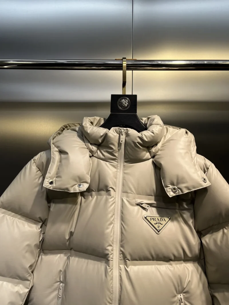 Replica Prada Down Jacket Beige Hooded Style Reps - RepLuxe