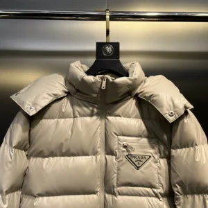 Replica Prada Minimalist Down Jacket Beige Hooded Reps - RepLuxe
