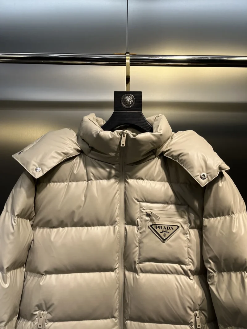 Replica Prada Minimalist Down Jacket Beige Hooded Reps - RepLuxe