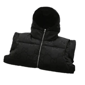 Replica Gucci GG Canvas Hooded Down Vest Black Reps - RepLuxe