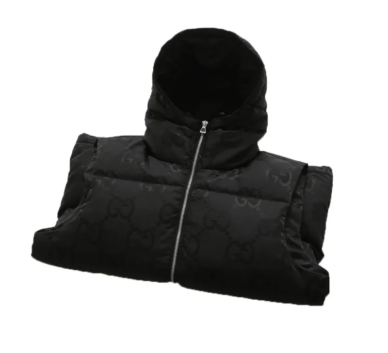 Replica Gucci GG Canvas Hooded Down Vest Black Reps - RepLuxe