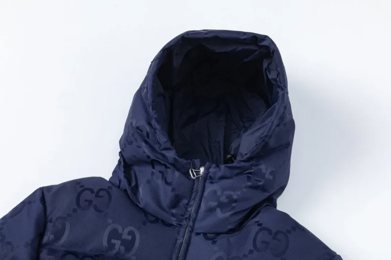 Replica Gucci Monogram Down Jacket Blue Hooded Reps - RepLuxe