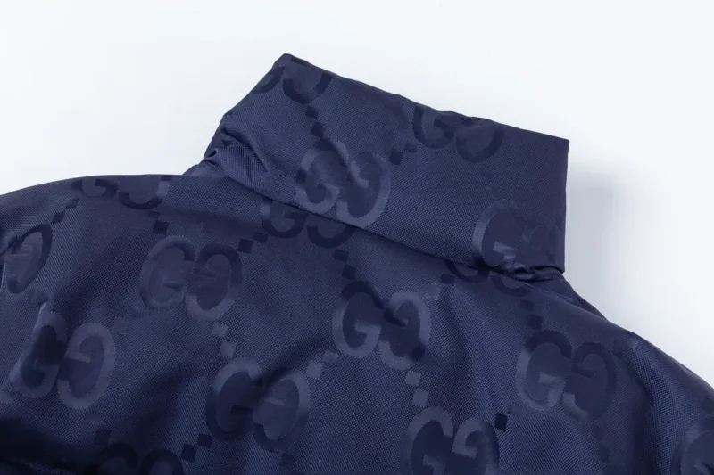 Replica Gucci Logo Jacquard Down Jacket Blue Reps - RepLuxe