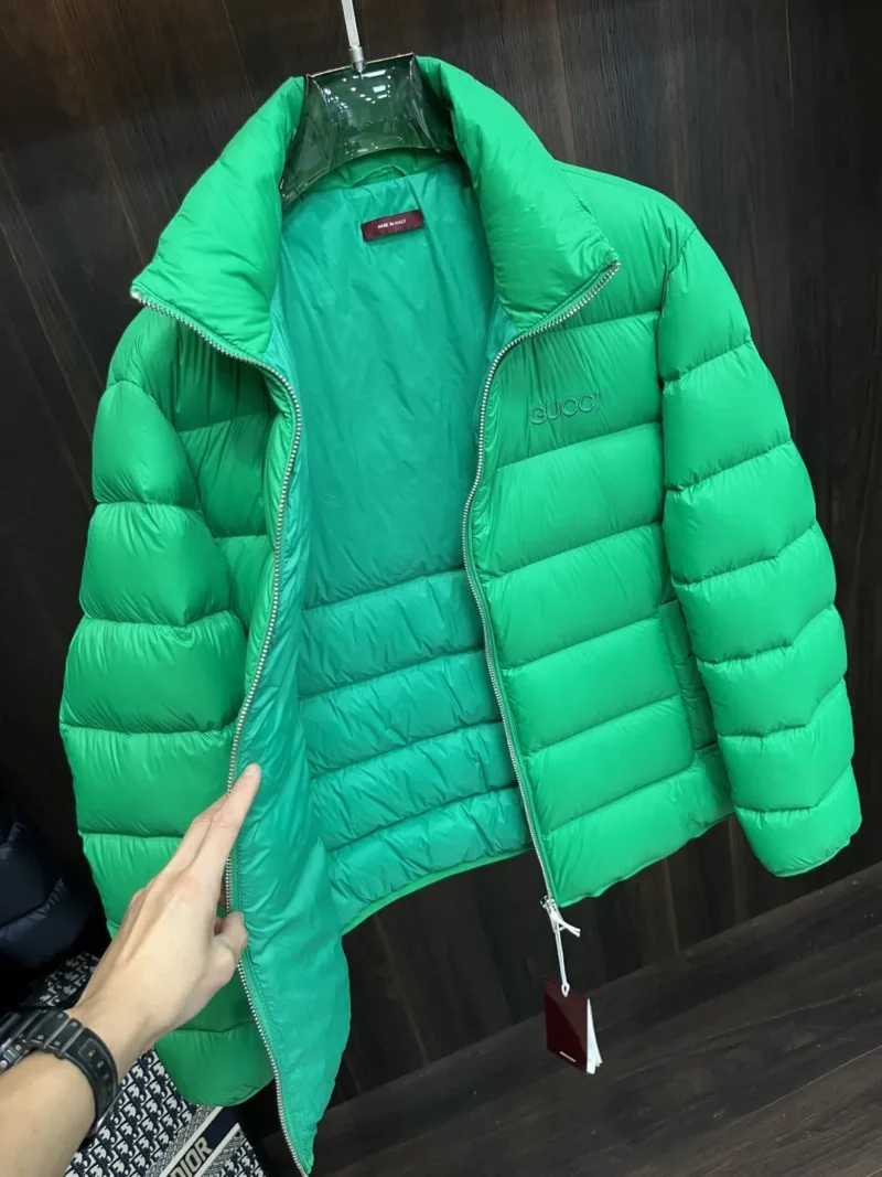 Replica Gucci 2025 Down Jacket Green Stand Collar Reps - RepLuxe