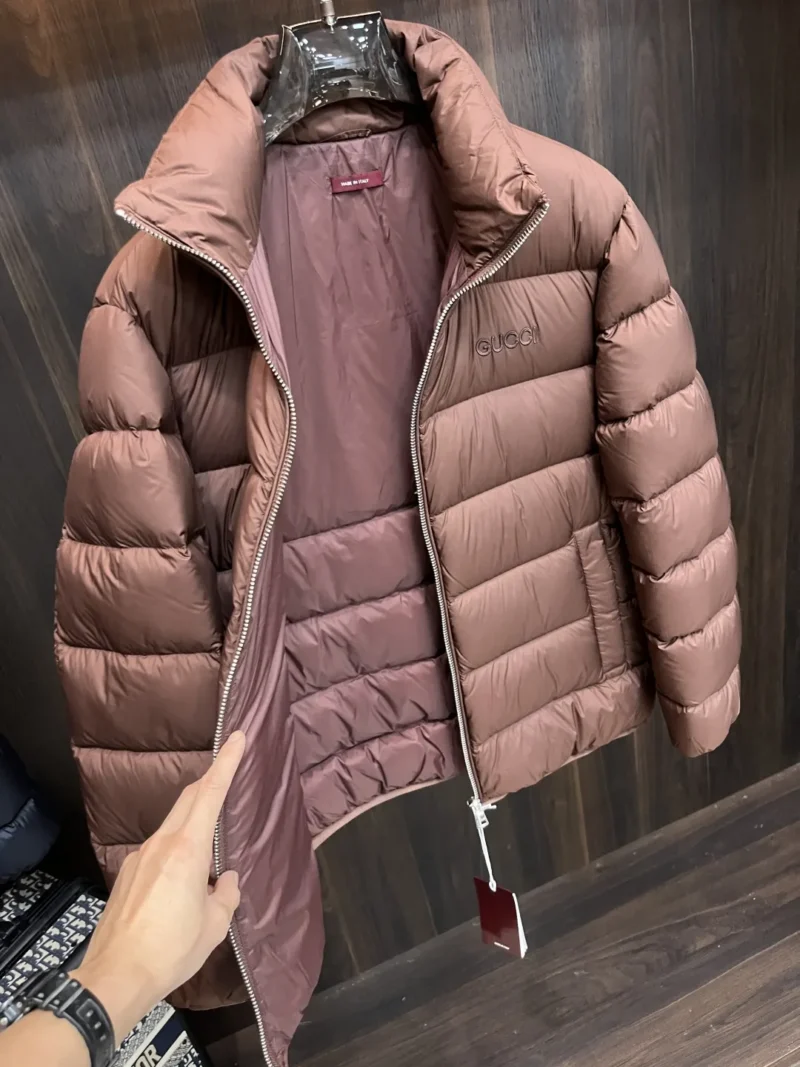 Replica Gucci 2025 Down Jacket Brown Stand Collar Reps - RepLuxe