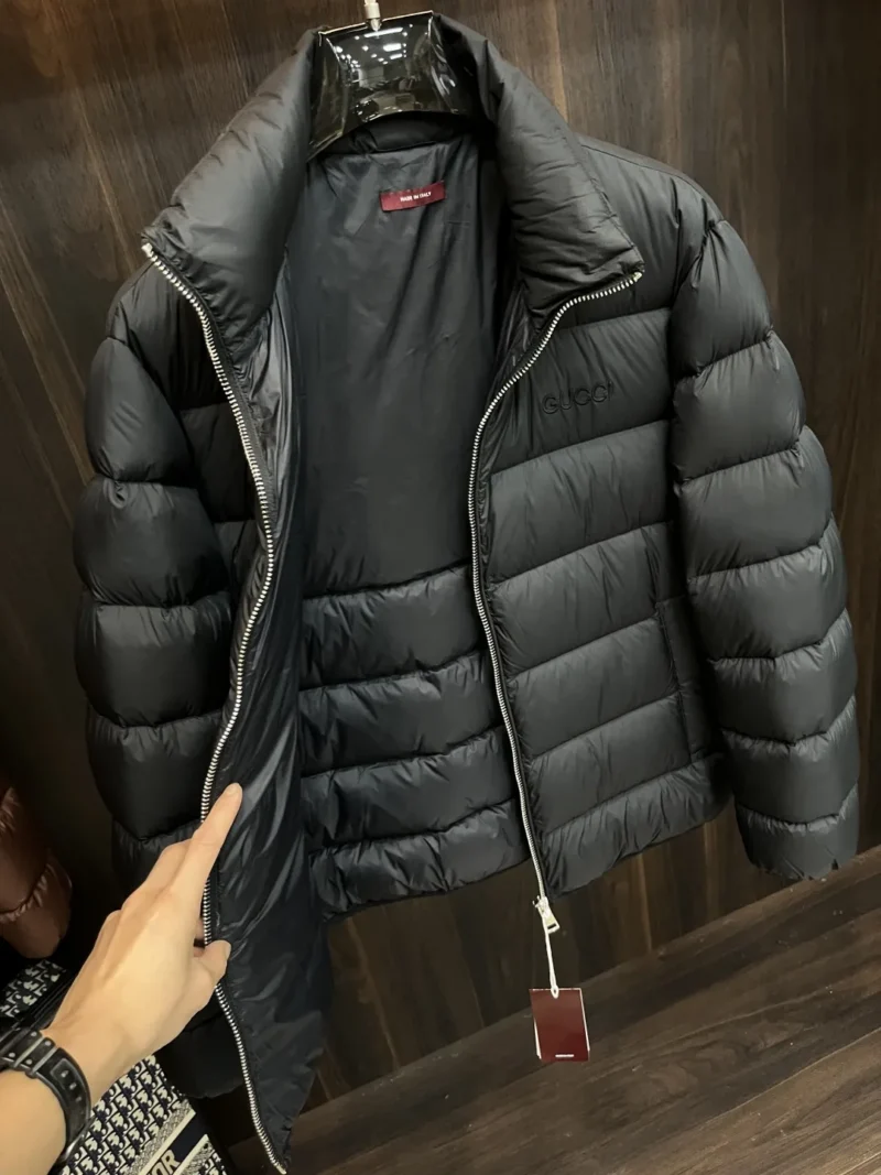 Replica Gucci 2025 Down Jacket Black Stand Collar Reps - RepLuxe