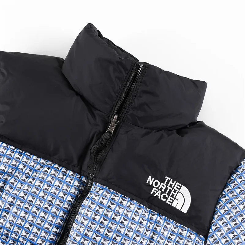 Replica Supreme TNF Studded Logo Hooded Puffer Blue Reps - RepLuxe