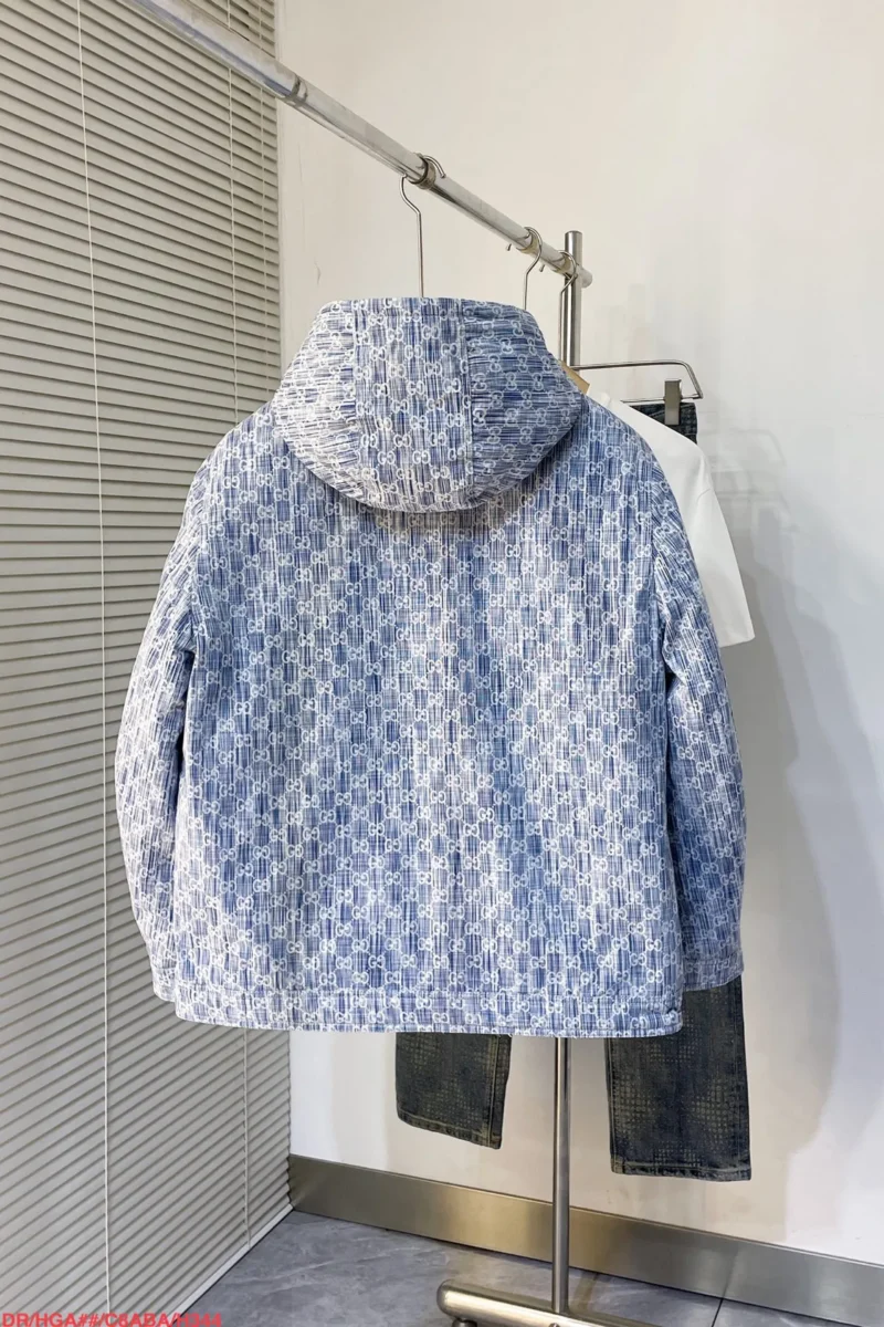 Replica Gucci Jacquard Denim Down Jacket Blue Regular Reps - RepLuxe