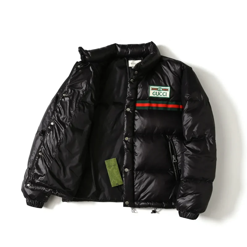 Replica Gucci Logo Tape Down Jacket Black Puffer Reps - RepLuxe