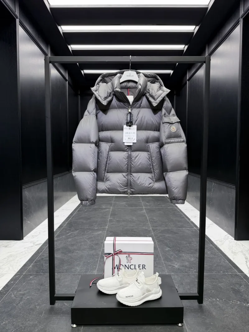 Replica Moncler Couyere Down Jacket Grey Hooded Reps - RepLuxe