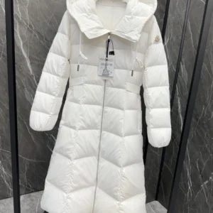 Replica Moncler Faucon Long Down Coat White Women Reps - RepLuxe