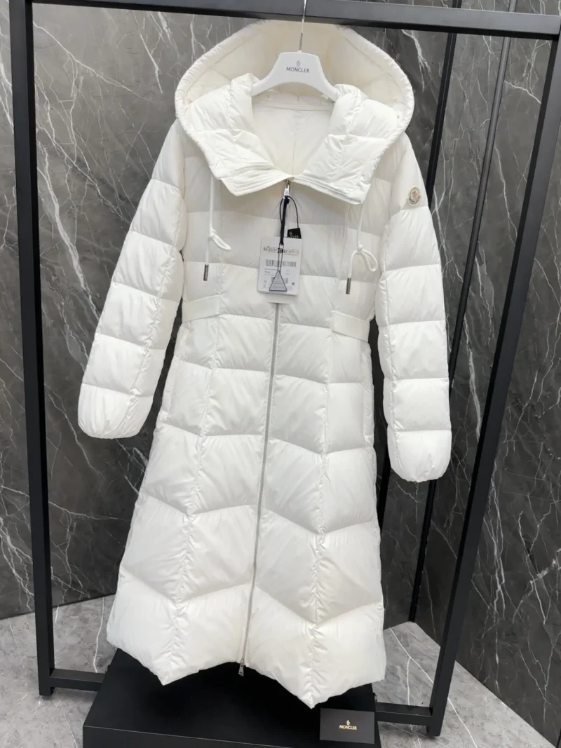 Replica Moncler Faucon Long Down Coat White Women Reps - RepLuxe