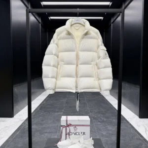 Replica Moncler Levitha Down Jacket White Stand Collar Reps - RepLuxe