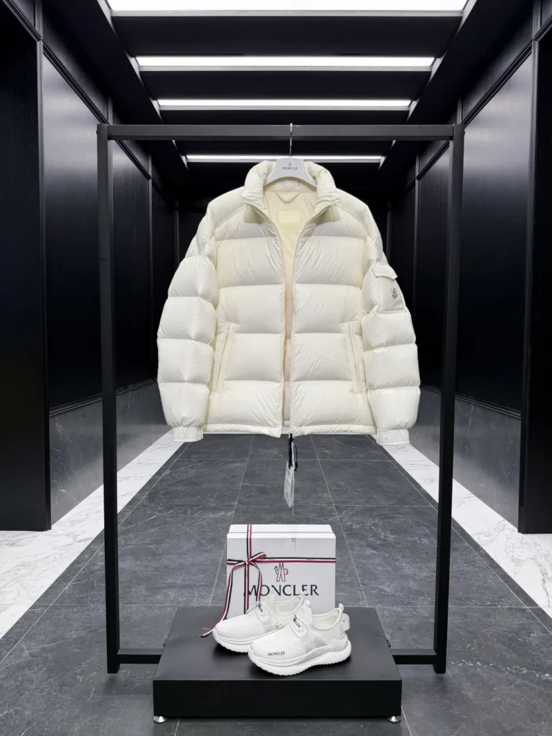Replica Moncler Levitha Down Jacket White Stand Collar Reps - RepLuxe