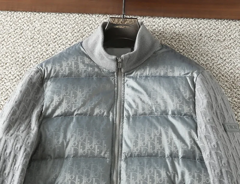 Replica Dior Knit Down Jacket Grey Unisex Style Reps - RepLuxe