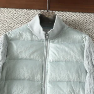 Replica Dior Knit Down Jacket Light Grey Unisex Reps - RepLuxe
