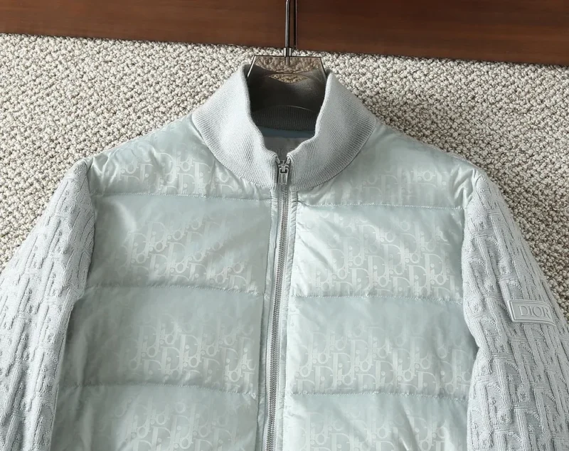 Replica Dior Knit Down Jacket Light Grey Unisex Reps - RepLuxe