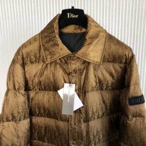 Replica Dior Oblique Quilted Down Jacket Brown Reps - RepLuxe