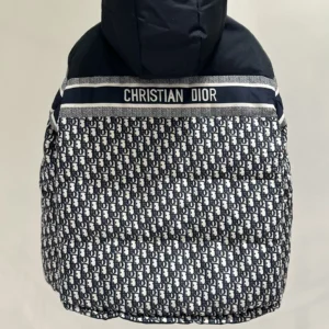Replica Dior Classic Houndstooth Down Jacket Blue White Reps - RepLuxe