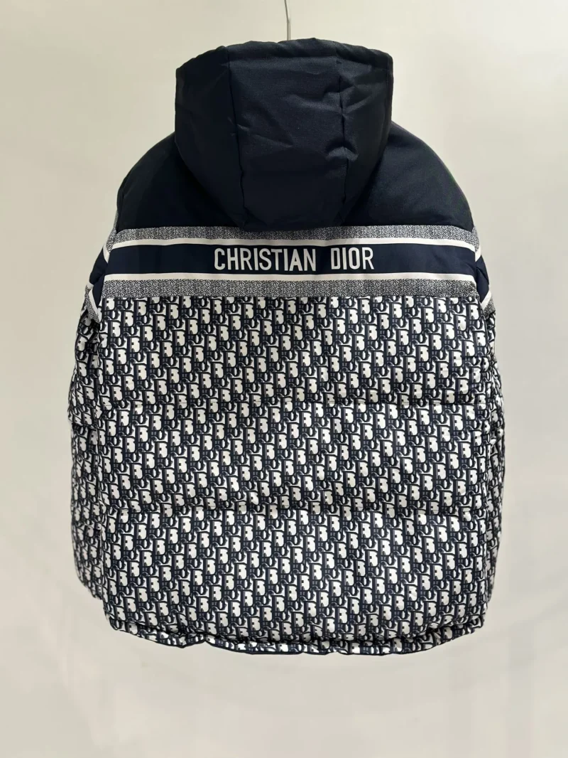 Replica Dior Classic Houndstooth Down Jacket Blue White Reps - RepLuxe