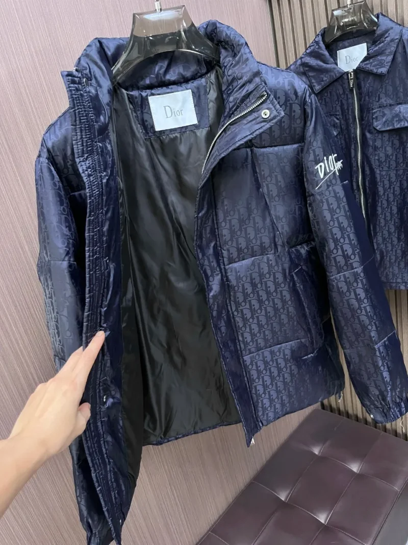 Replica Dior Winter Down Jacket Blue Monogram Puffer Reps - RepLuxe