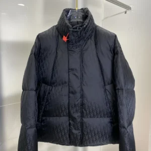Replica Dior Oblique Down Jacket Black Stand Collar Reps - RepLuxe