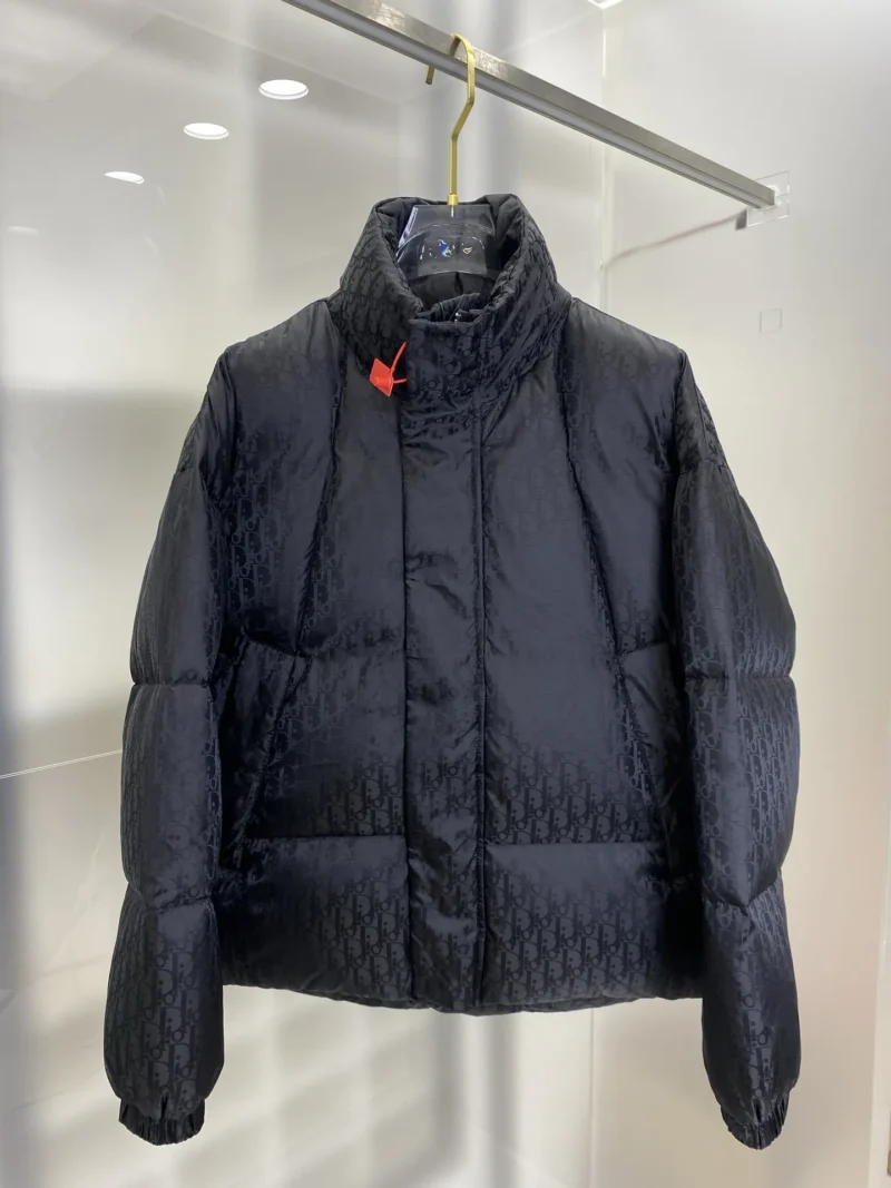 Replica Dior Oblique Down Jacket Black Stand Collar Reps - RepLuxe