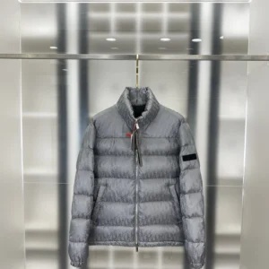 Replica Dior Oblique Down Jacket Grey Stand Collar Reps - RepLuxe