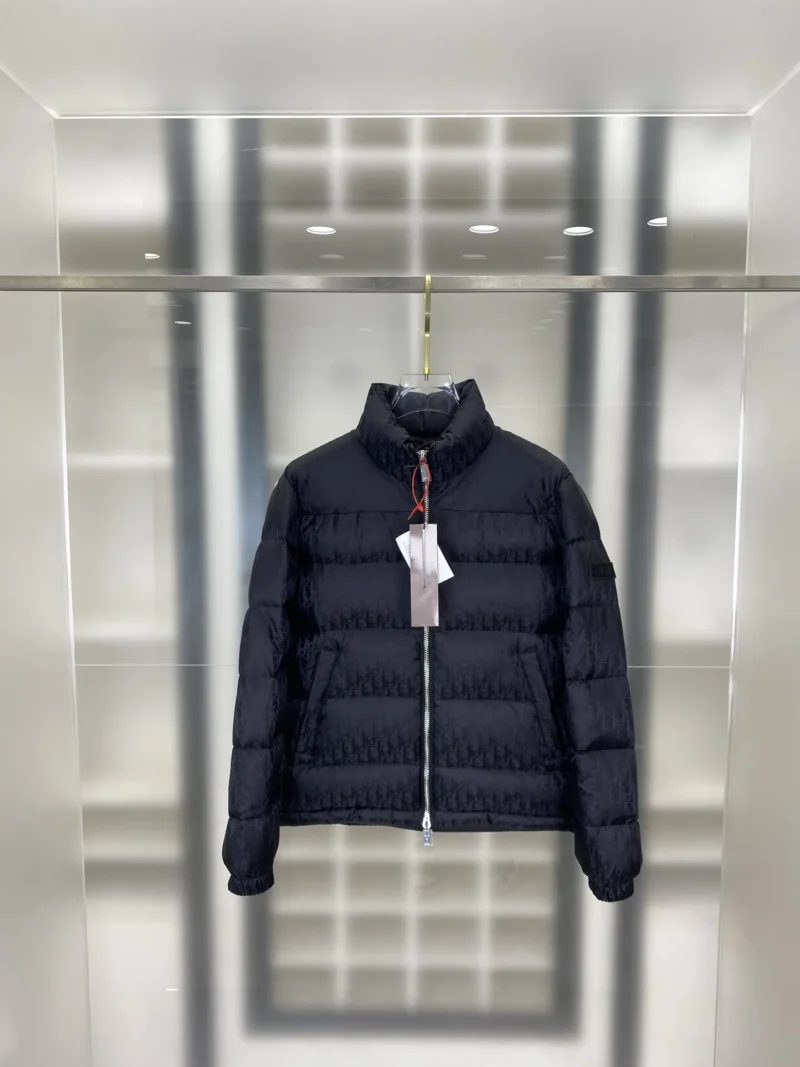 Replica Dior Oblique Down Jacket Black Stand Collar Reps - RepLuxe