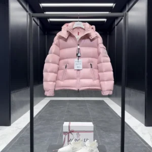 Replica Moncler Maire Short Down Jacket Pink Glossy Reps - RepLuxe