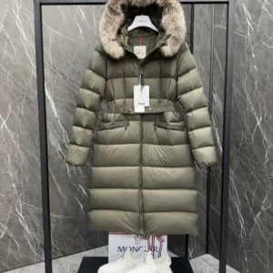Replica Moncler Boedic Down Jacket Olive Green Long Reps - RepLuxe