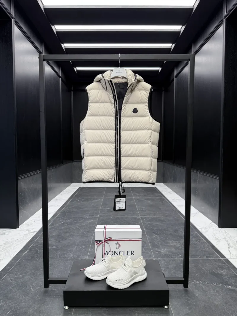 Replica Moncler Valmasque Down Vest Beige Hooded Reps - RepLuxe