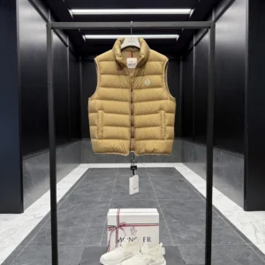 Replica Moncler Contrin Mens Vest Beige Quilted Reps - RepLuxe