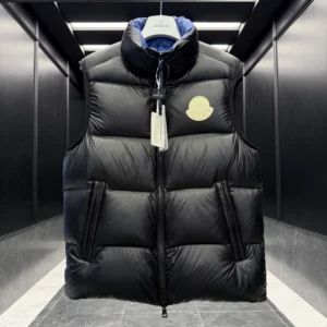 Replica Moncler Sumido Vest Black Stand Collar Reps - RepLuxe