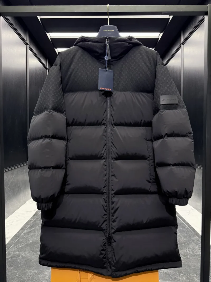 Replica Louis Vuitton Monogram Down Jacket Black Long Reps - RepLuxe
