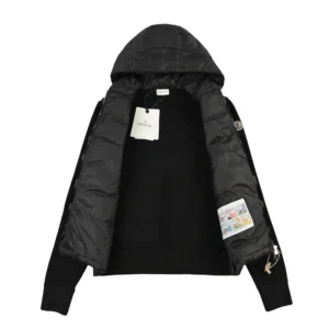 Replica Moncler Knit Letter Hooded Jacket Black Reps - RepLuxe