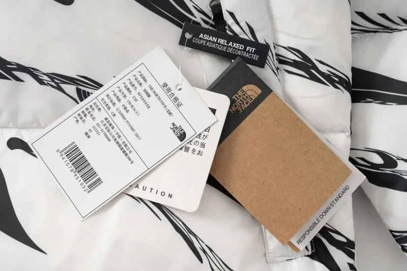 Replica The North Face Zebra Down Jacket Black White Reps - RepLuxe