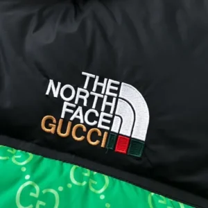 Replica Gucci North Face GG Down Jacket Green Logo Reps - RepLuxe