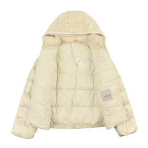 Replica Moncler Andro Short Hooded Down Jacket Beige Reps - RepLuxe