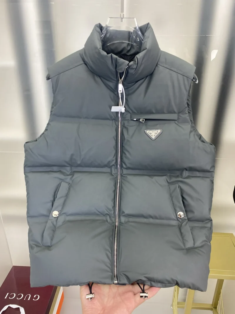 Replica Prada Re-Nylon Down Vest Grey Regular Fit Reps - RepLuxe