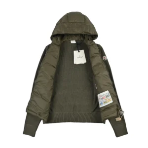 Replica Moncler Knit Hooded Down Jacket Olive Reps - RepLuxe