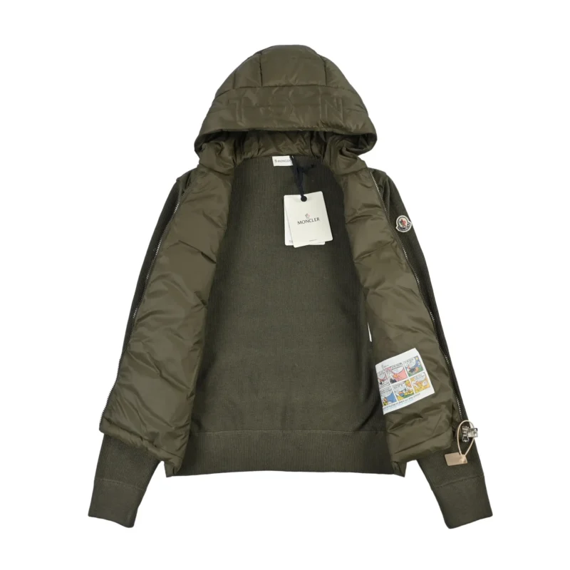 Replica Moncler Knit Hooded Down Jacket Olive Reps - RepLuxe