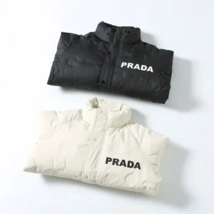 Replica Prada Letter Down Jacket White Unisex Reps - RepLuxe