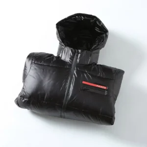 Replica Prada Hooded Down Jacket Black Unisex Reps - RepLuxe