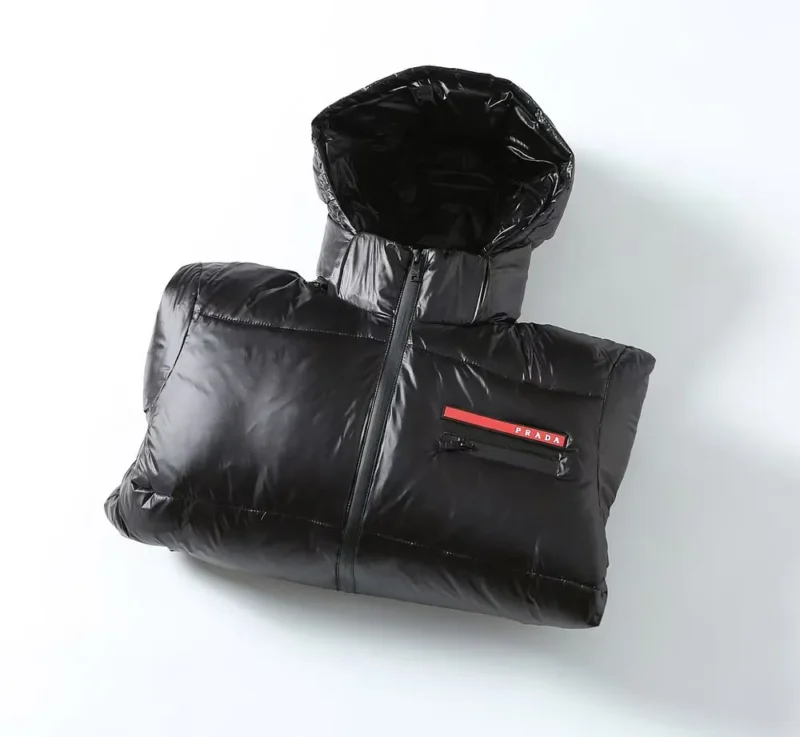 Replica Prada Hooded Down Jacket Black Unisex Reps - RepLuxe