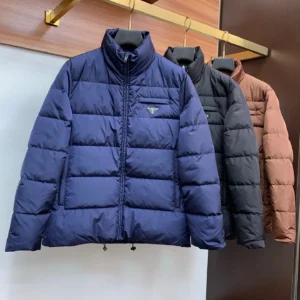 Replica Prada Fall Winter Stand Collar Puffer Jacket Blue Reps - RepLuxe