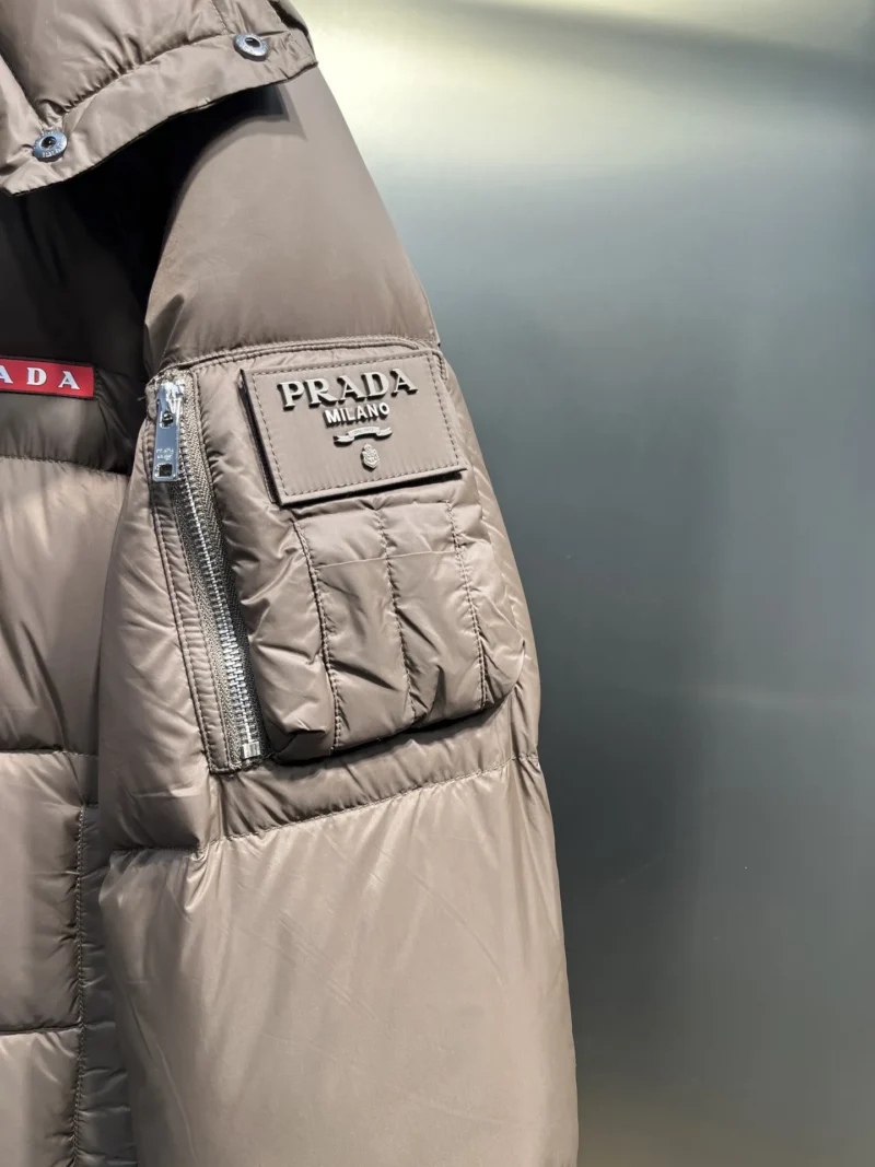 Replica Prada Down Jacket Taupe Hooded Style Reps - RepLuxe