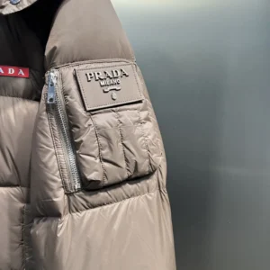 Replica Prada Down Jacket Taupe Hooded Style Reps - RepLuxe