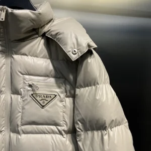 Replica Prada Minimalist Down Jacket Beige Hooded Reps - RepLuxe